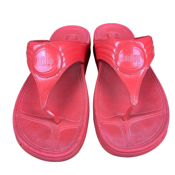 FitFlop Women's Walkstar toe-post Bright Red Sandals Sz 11 - Picture 1 of 8
